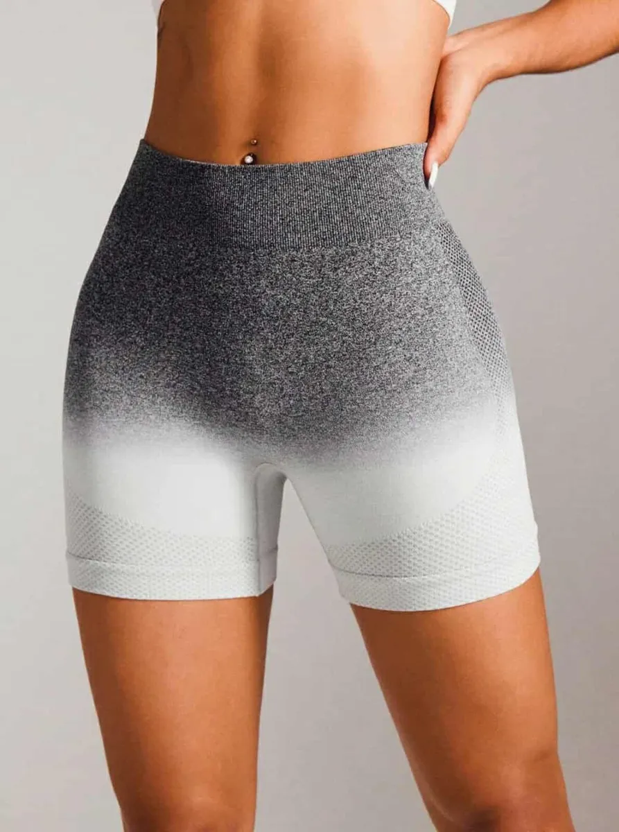 Seamless Ombre High-Waist Sports Shorts - Image 1