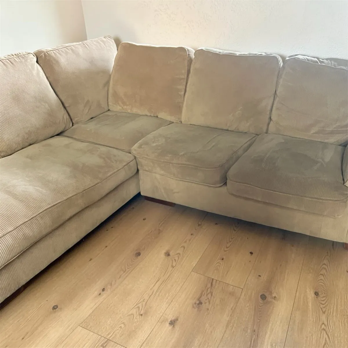 Beige corduroy corner sofa set - Image 4