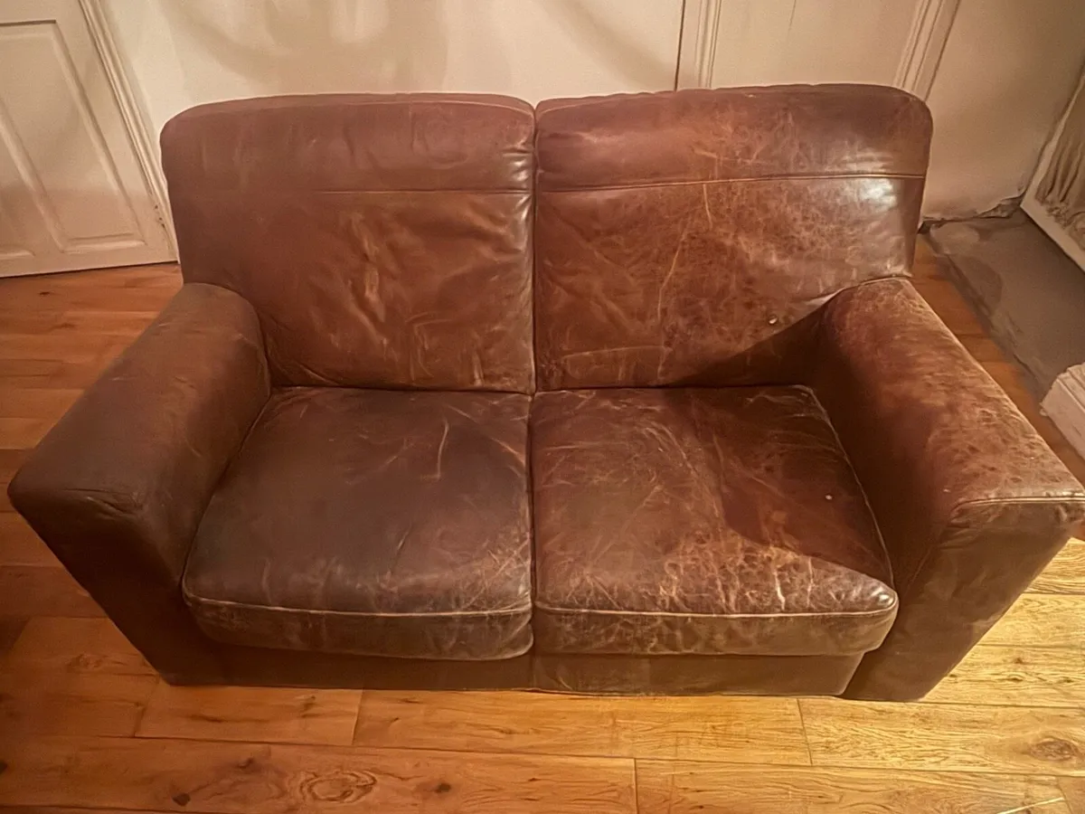 Brown leather sofa