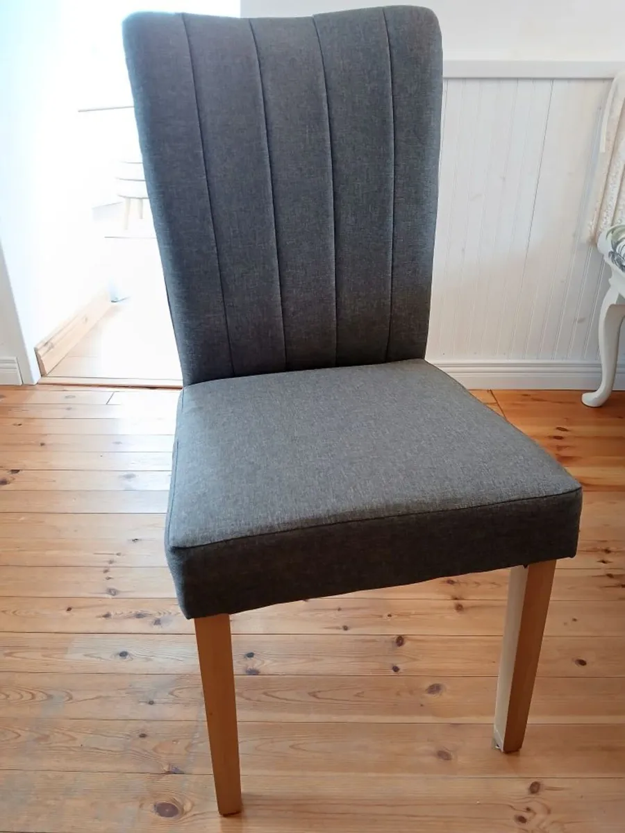 4 Dining Chairs grey fabric, like new - Image 2