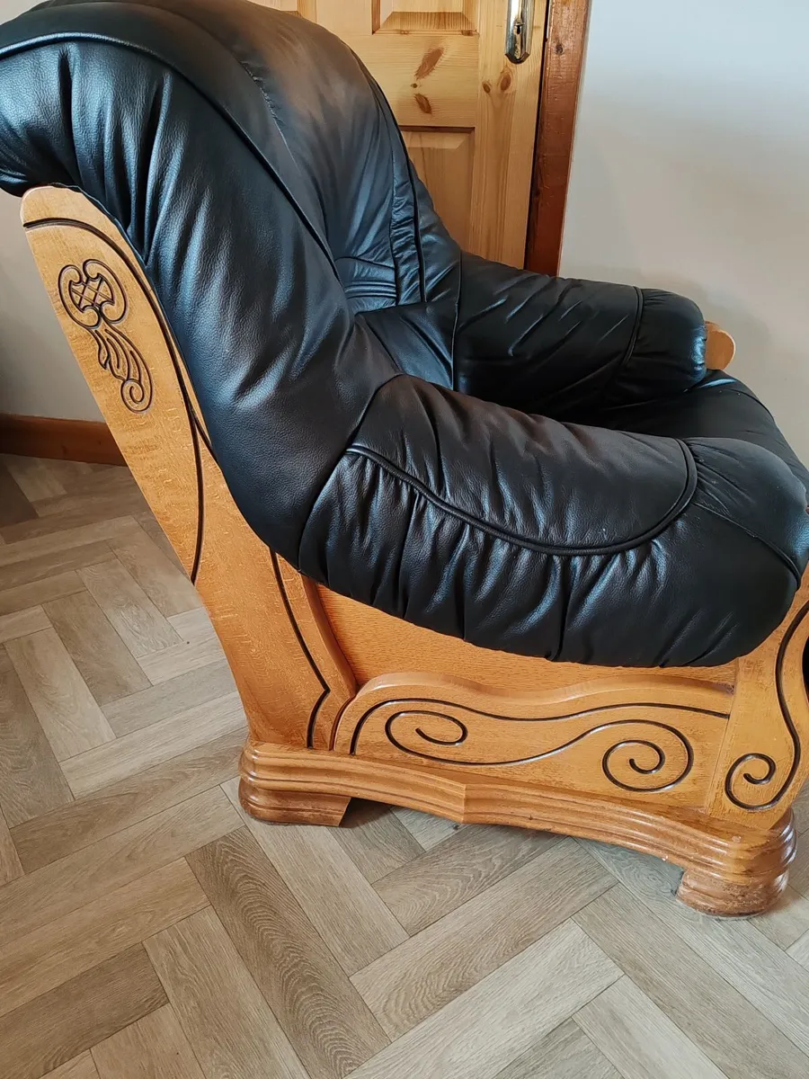 Two Black Leather Armchairs - Image 3