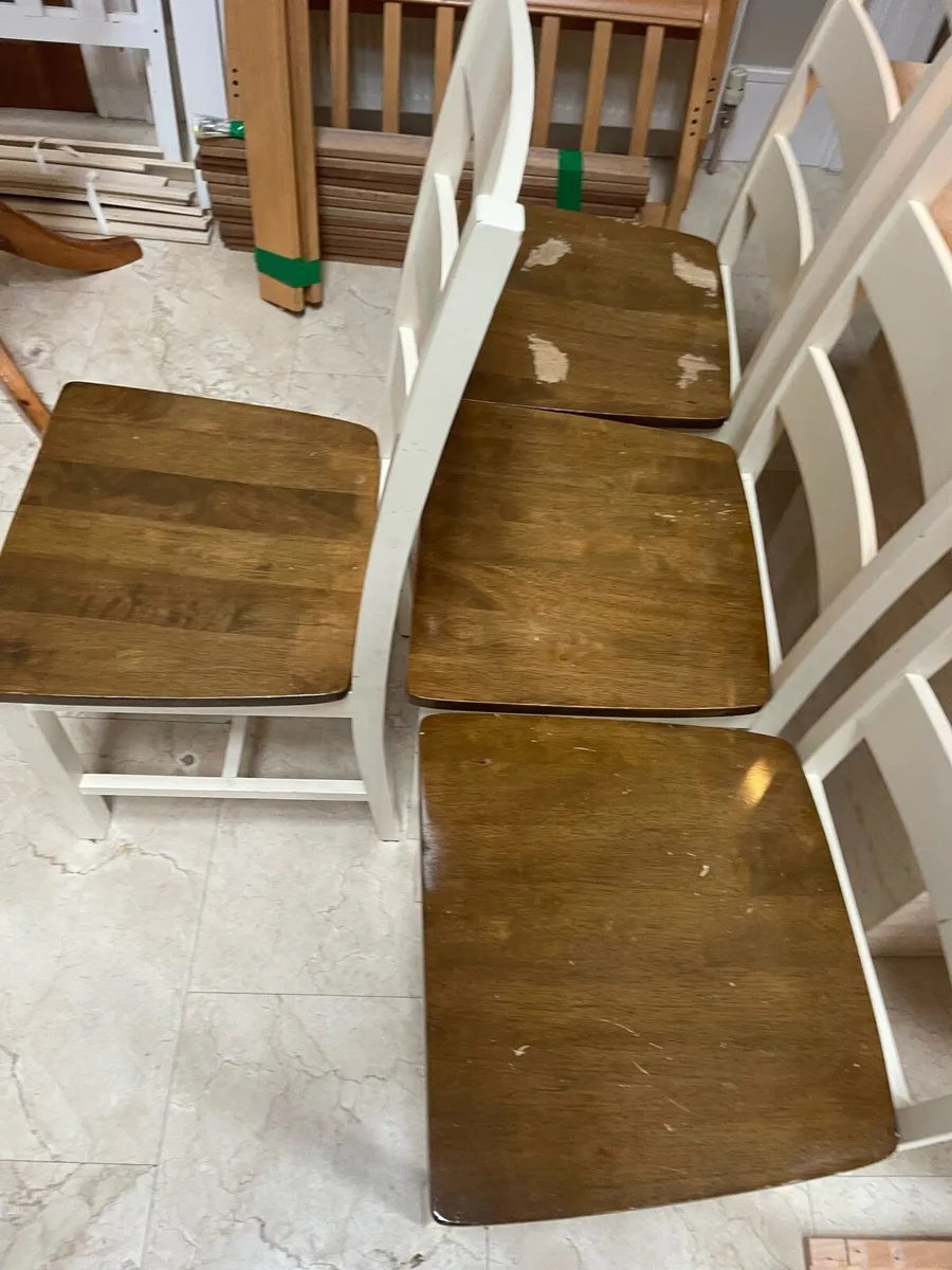4 x Very Solid White Wooden Kitchen Dining Chairs - Image 2