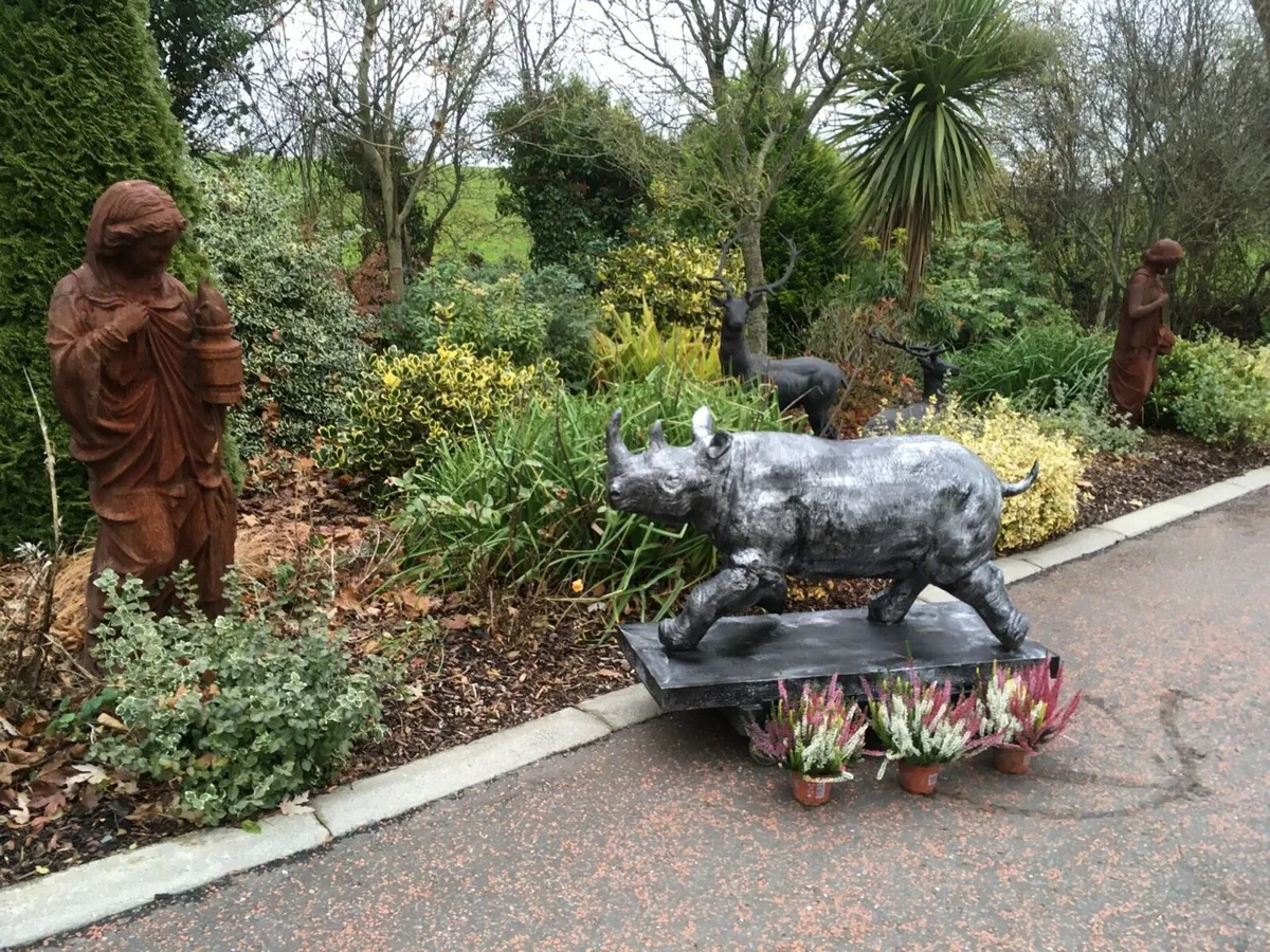 Cast iron bronze four seasons statues & animals - Image 2