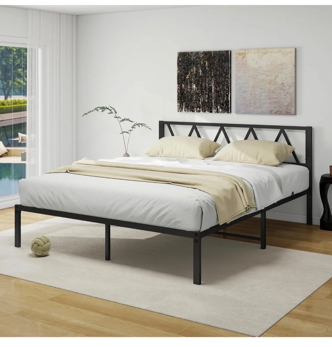 5ft King Size Bed Frame with Storage, Heavy Duty M - Image 1