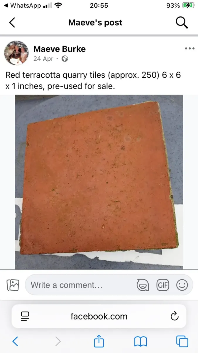 Red terracotta quarry tiles ( pre-used)