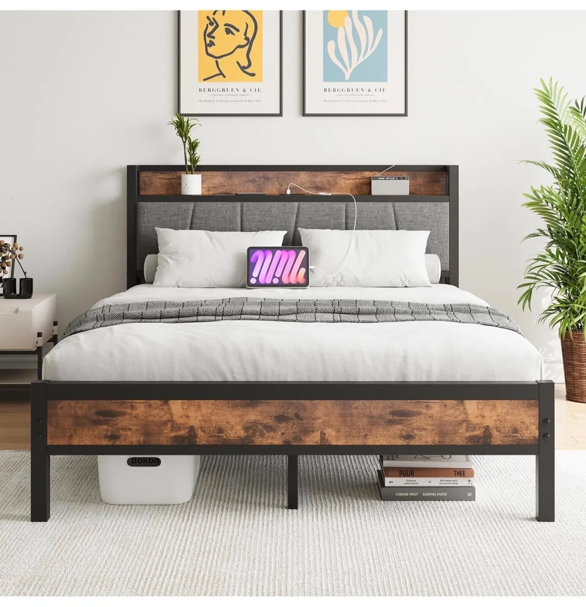King Size Bed Base with Charging Station - Image 4