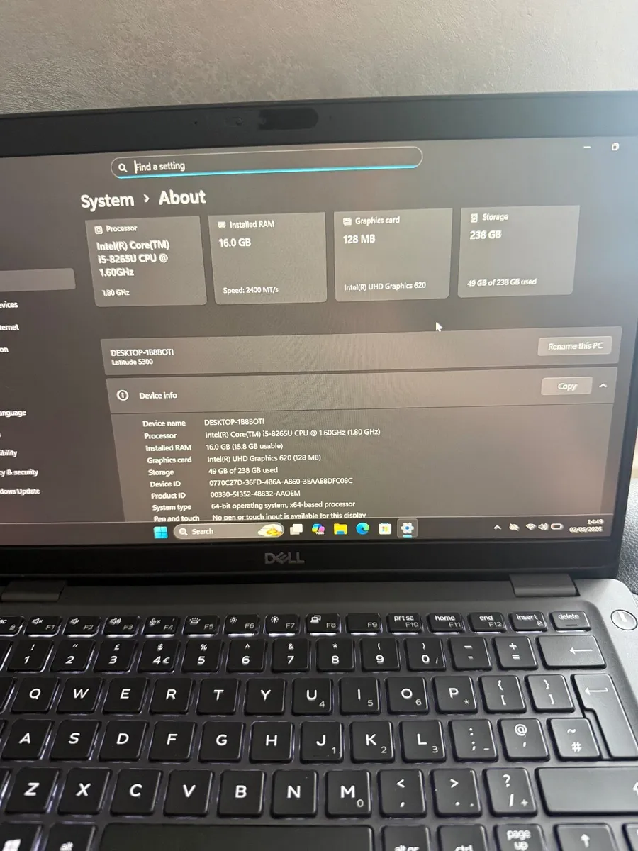 Dell Latitude 5300 Laptop i5/16GB/256SSD/FHD - Image 4