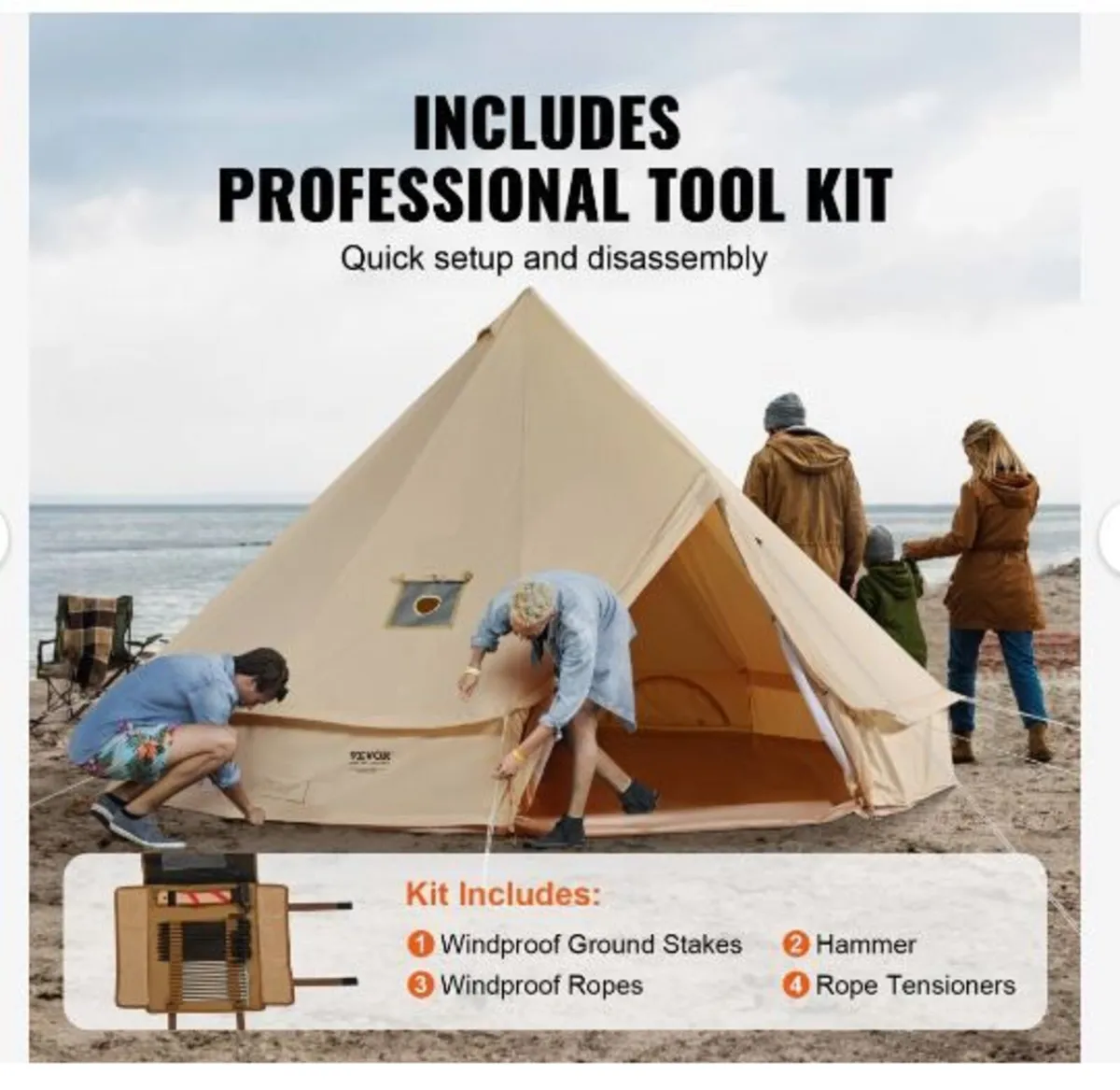 Canvas Bell Tent, 4 Seasons 4 m/13.12 ft Yurt - Image 4