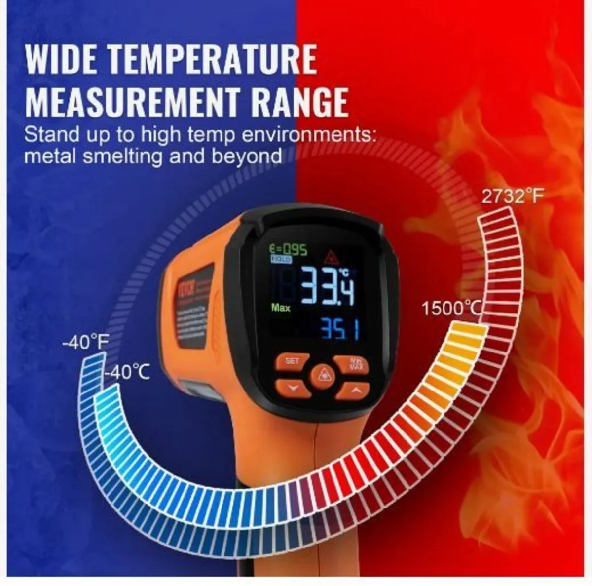 Infrared Thermometer, -40~2732°F Dual Laser - Image 2