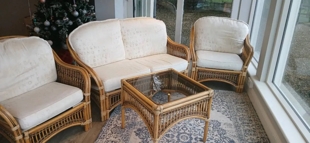 Cane wicker 2 Seater Sofa Sunroom - Image 4