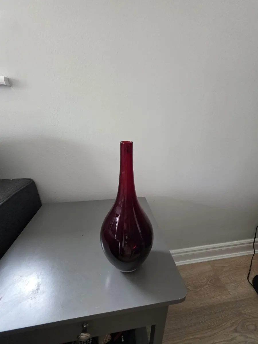Elegant Red Glass Vase  Modern Decorative Piece