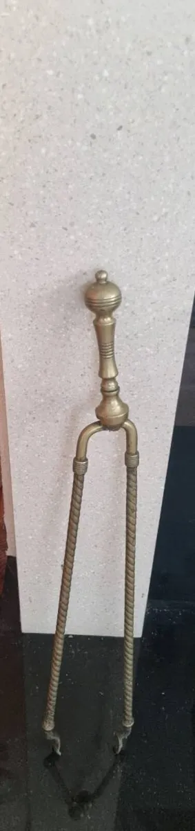 Antique Brass Fire Tongs - Image 1