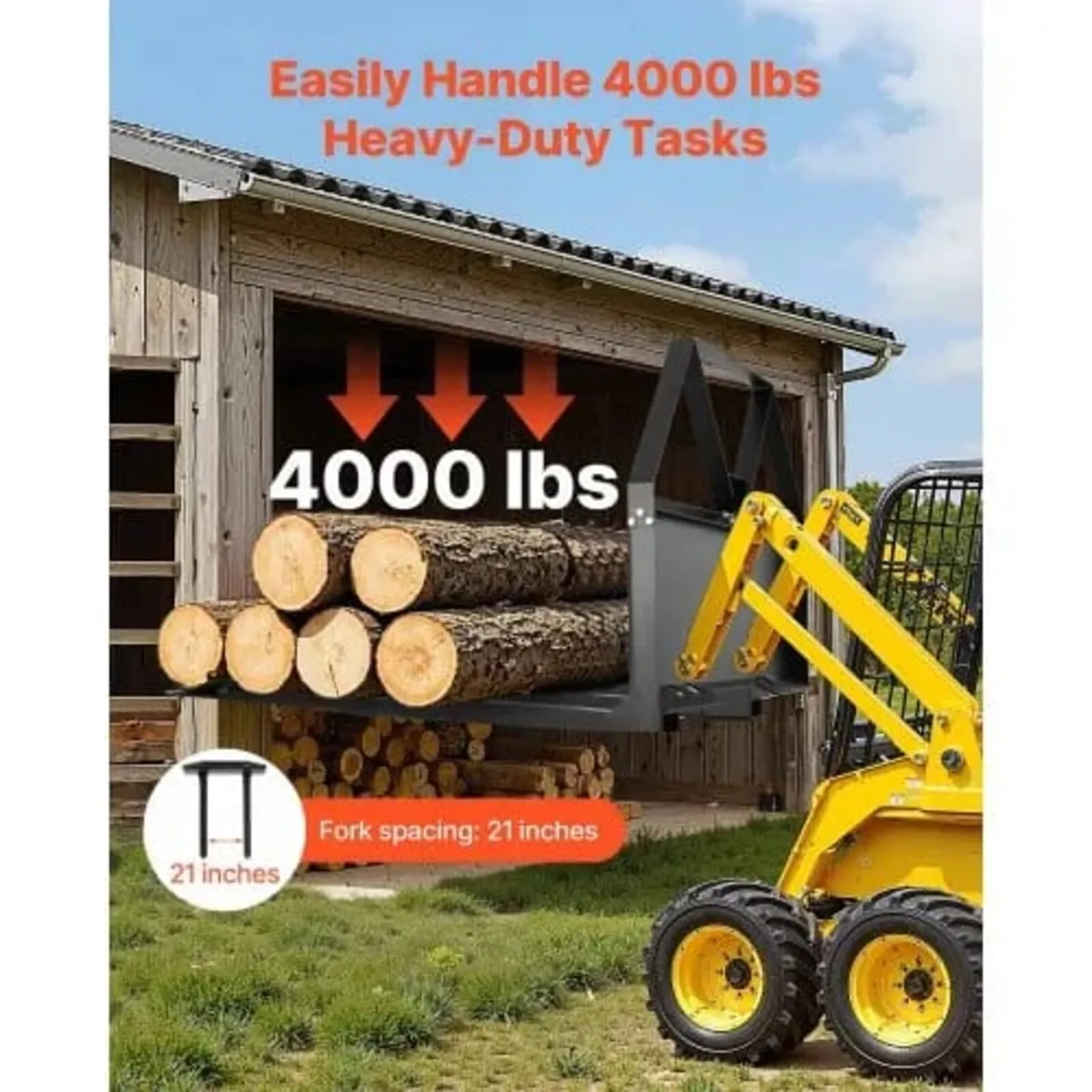 Skid Steer Pallet Forks, 1179 kg Rated Capacity, P - Image 3