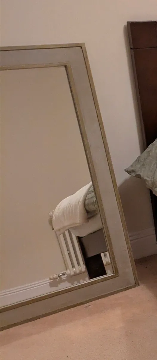 Large Silver Beaded Leaner Mirror