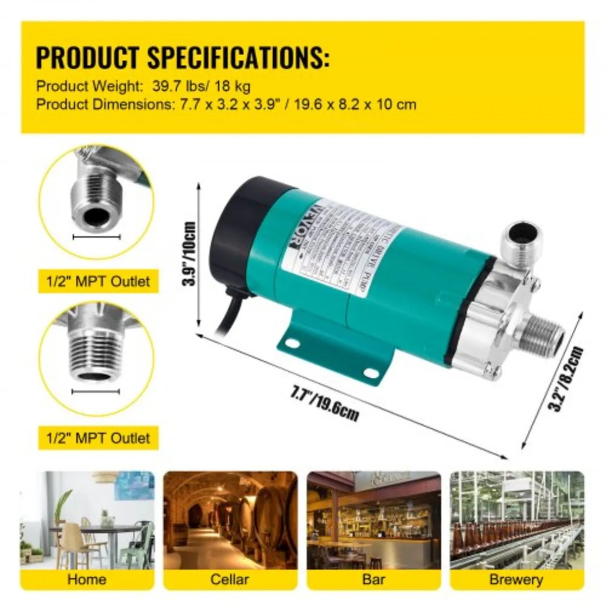 Magnetic Beer Pump with Food MP-15RP Grade Well Pu - Image 2