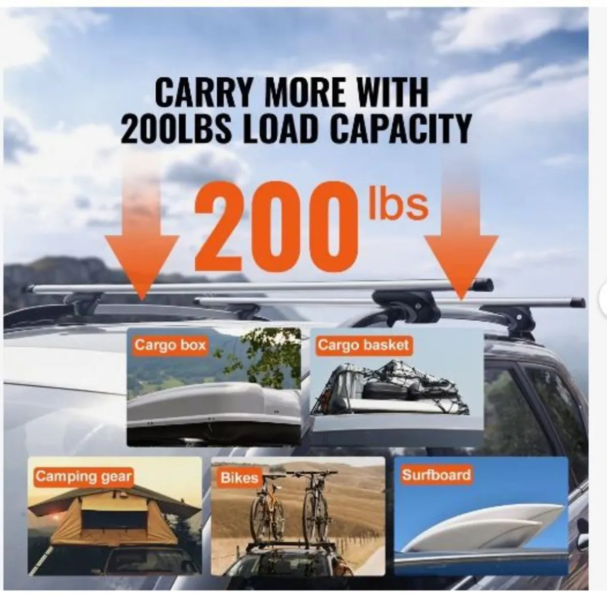 Universal Roof Rack Cross Bars, 137.2cm - Image 2