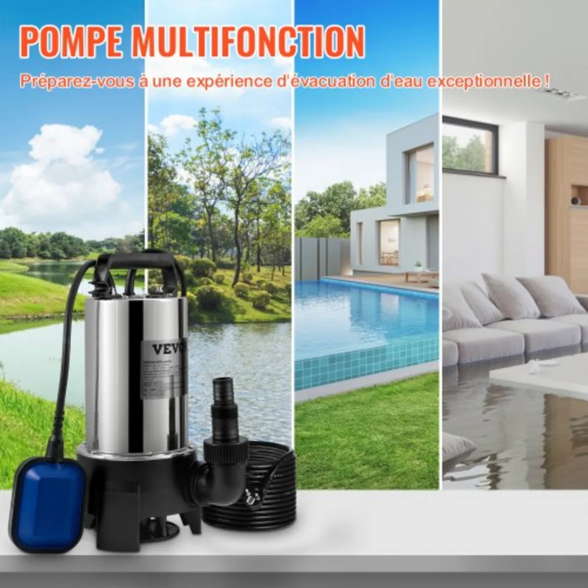 Submersible Water Pump, 1100W 20000L/H, with 10 m - Image 4