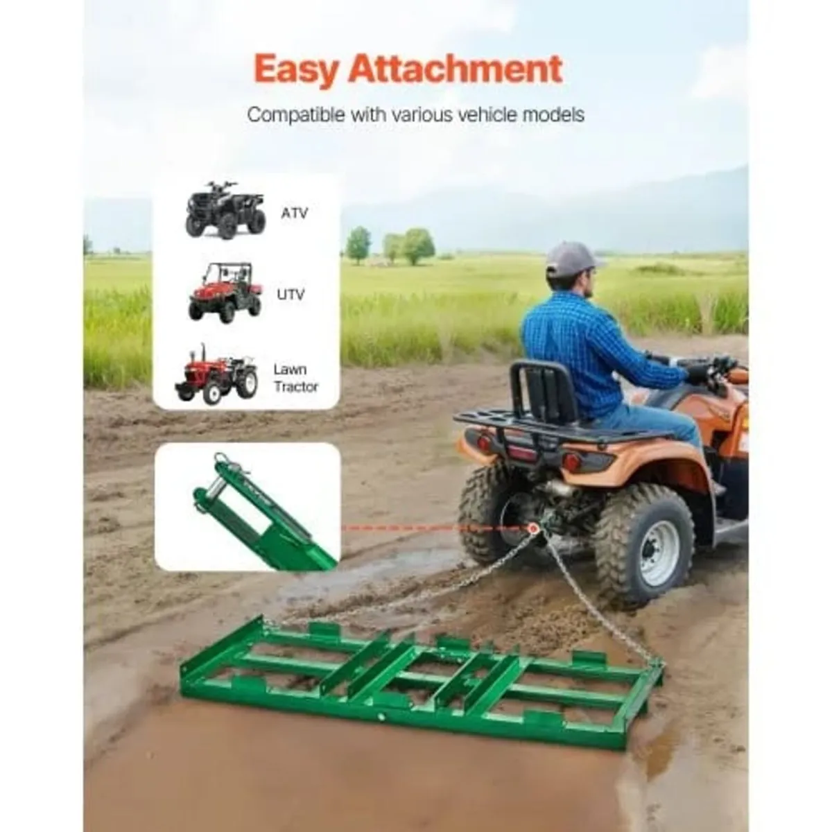 Drag Harrow, 4 ft Heavy Duty Tow Behind Drag Harro - Image 4
