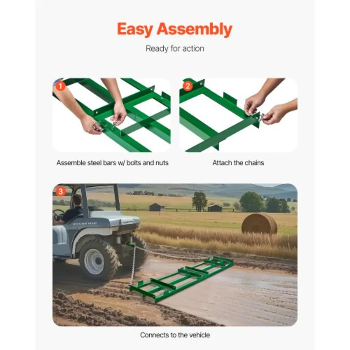 Drag Harrow, 8 ft Heavy Duty Tow Behind Drag Harro - Image 4