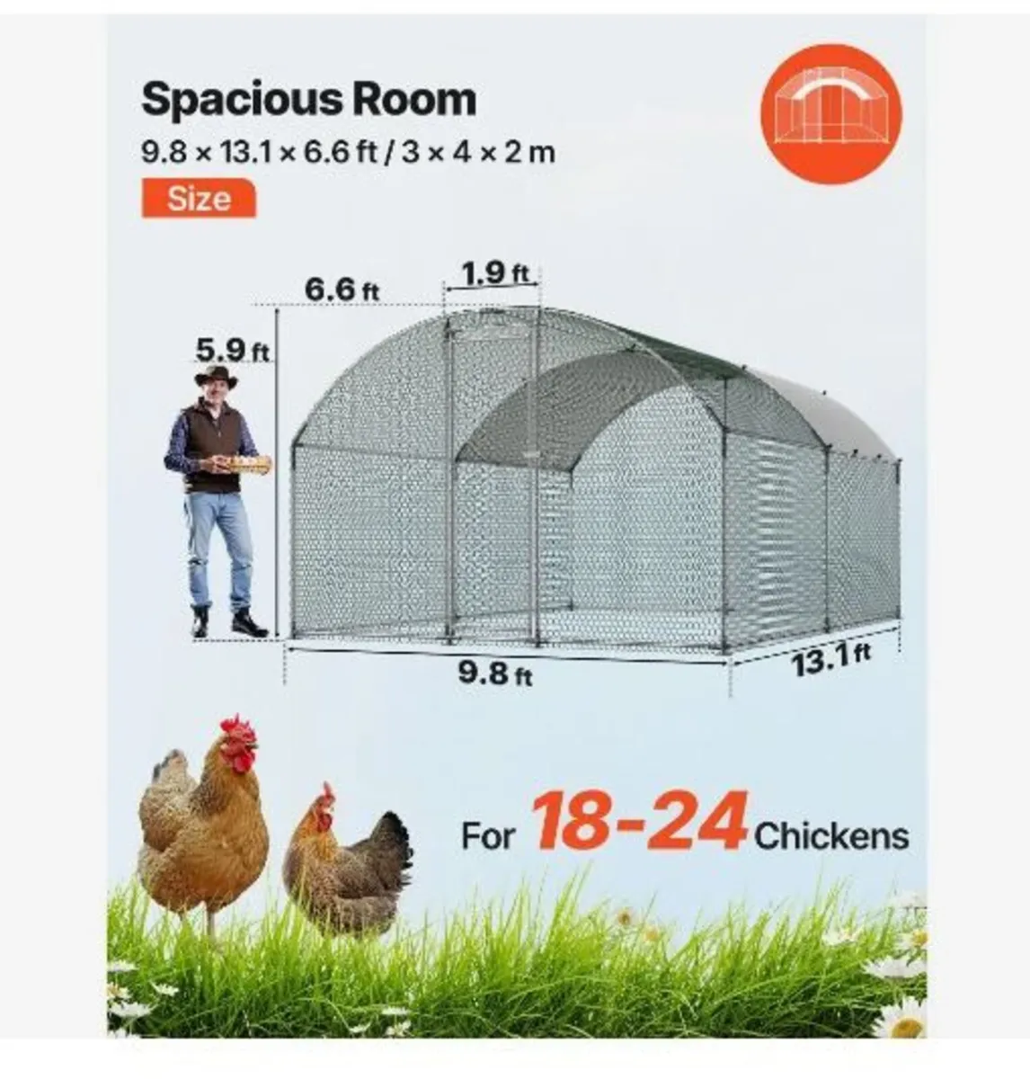 Metal Chicken Coop, 9.8x13.1x6.5 ft - Image 2