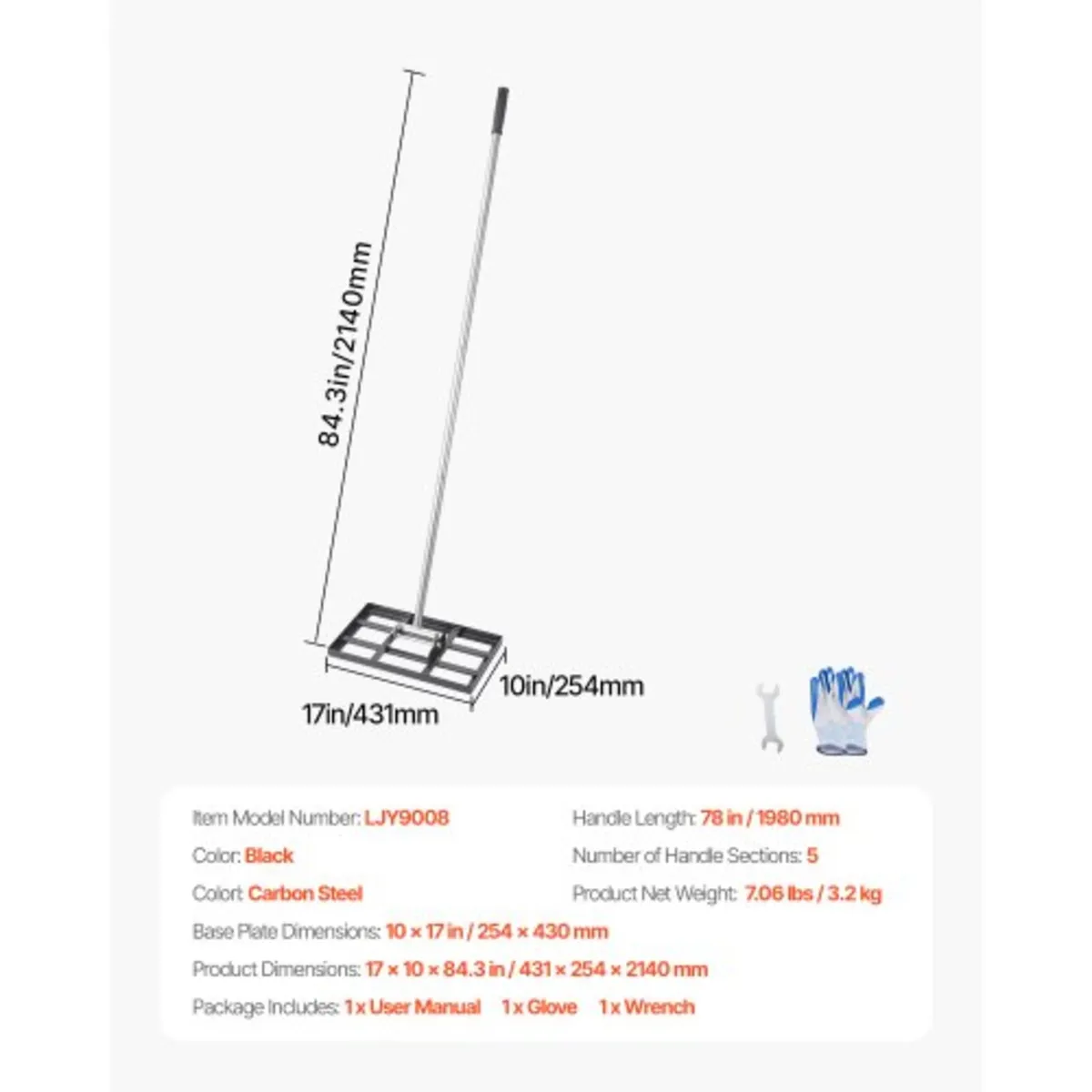 Lawn Leveling Rake, Lawn Leveler with 78 in Handle - Image 3