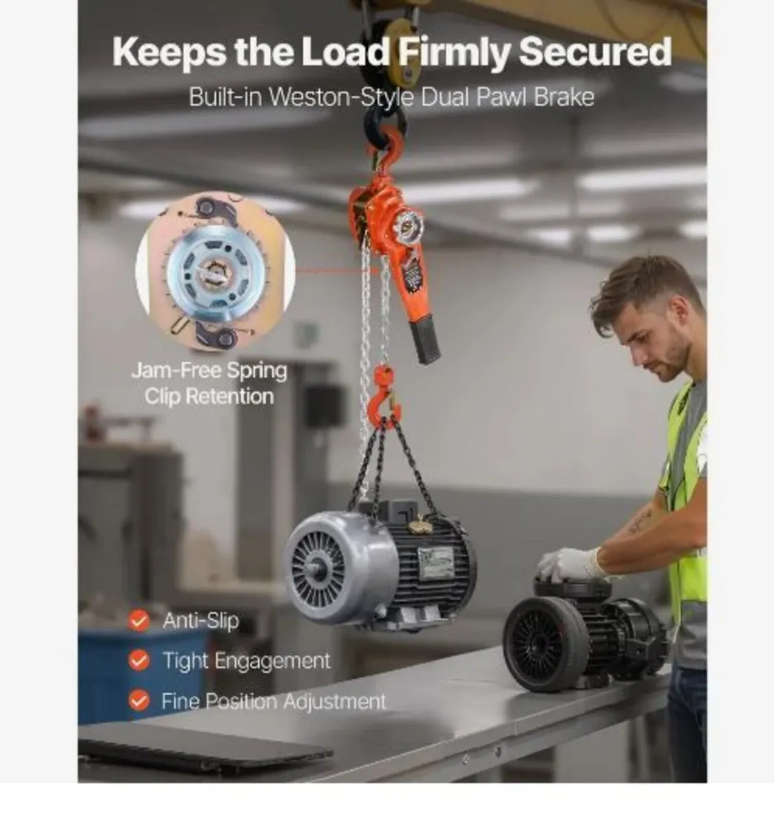 Manual Lever Chain Hoist, 3/4T 750KG Capacity - Image 3