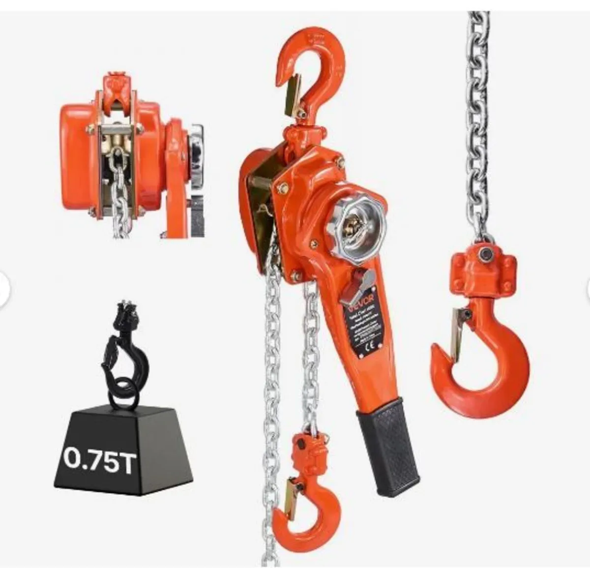 Manual Lever Chain Hoist, 3/4T 750KG Capacity - Image 1