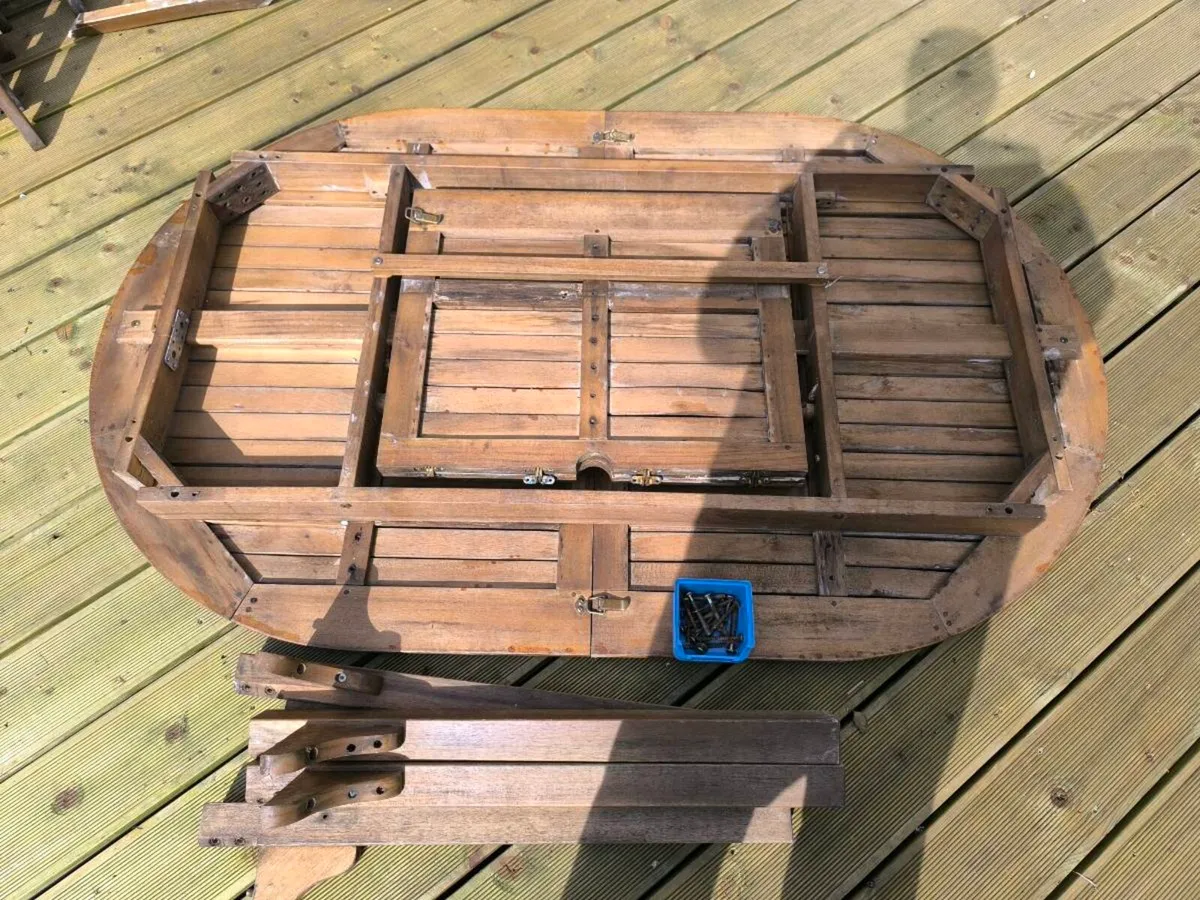 Wooden garden table and chairs free to a good home - Image 2
