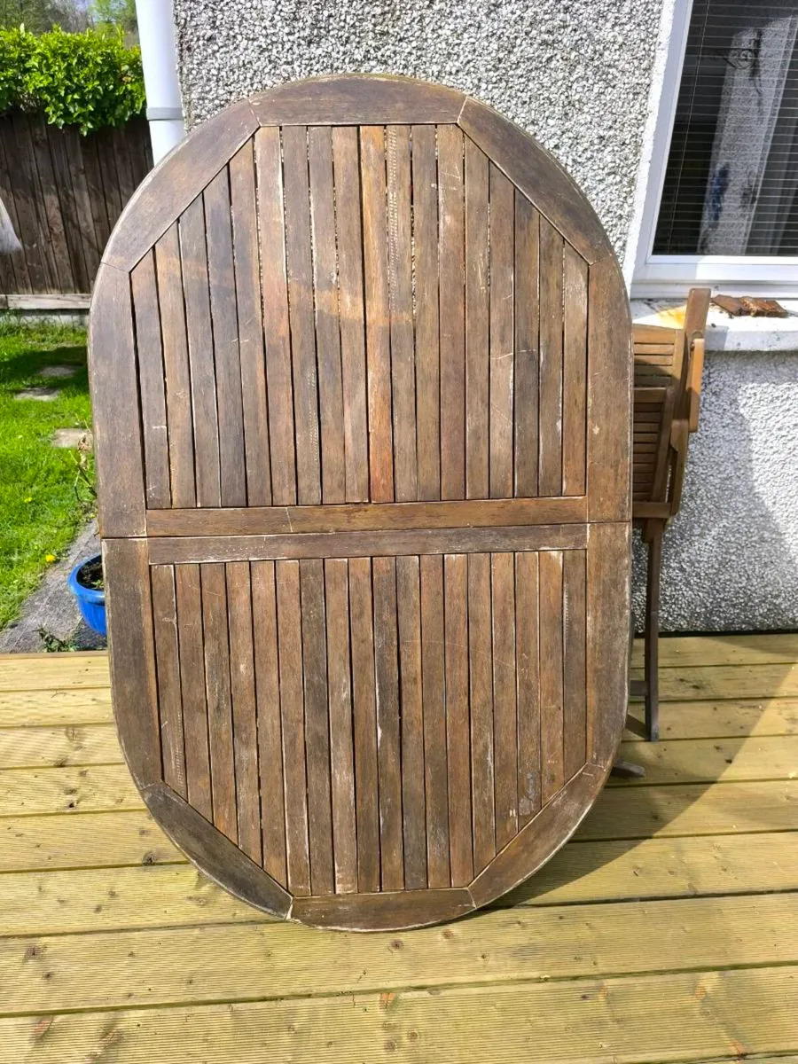 Wooden garden table and chairs free to a good home - Image 3