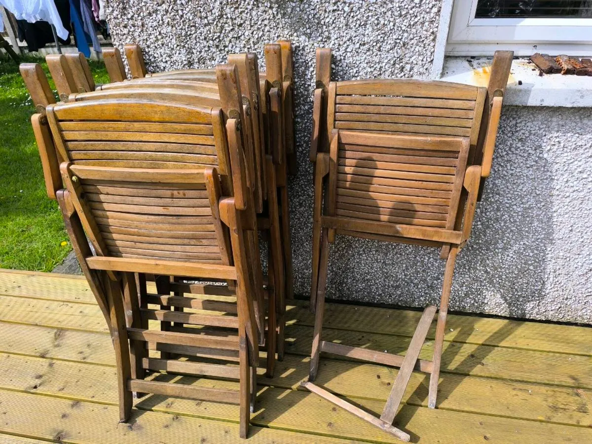 Wooden garden table and chairs free to a good home - Image 4