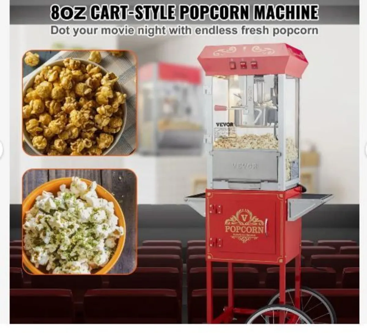 Popcorn Maker with Cart, 850W - Image 2