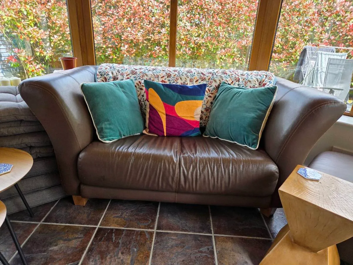 2 seater couch and footstool - Image 1