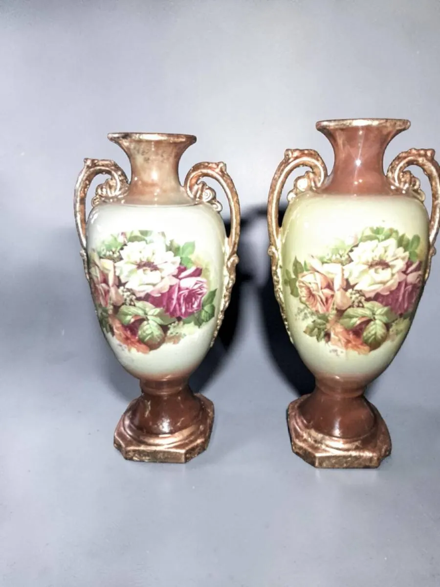 Pair of large handpainted signed vases C1918 - Image 2