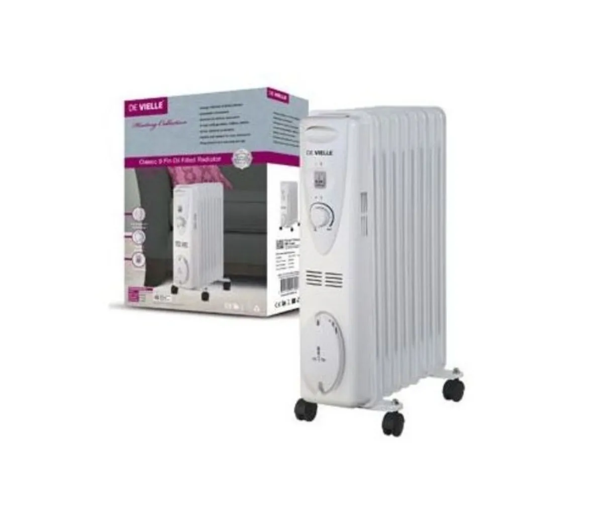 De Vielle Premium 9 Fin Oil Filled Radiator - Whit