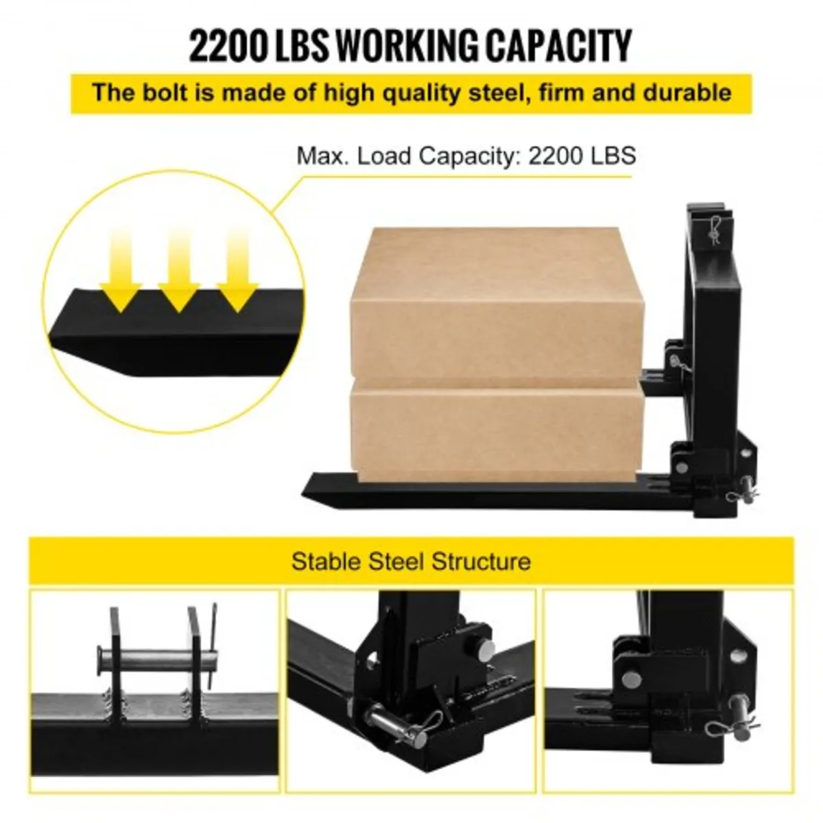 3 Point Hitch Pallet Fork 907.2 kg, Fork Attachmen - Image 4