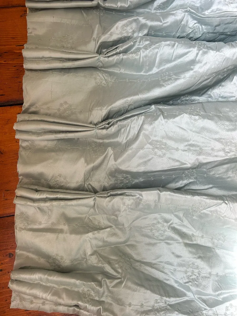 Large lined raw silk period home curtains blue - Image 3