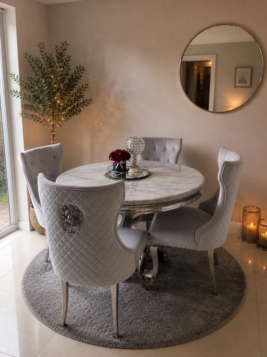 Elegant Marble Dining Table & Chairs Set – Like Ne