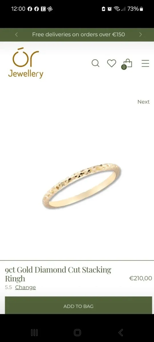 Diamond cut 9ct gold ring - Image 4