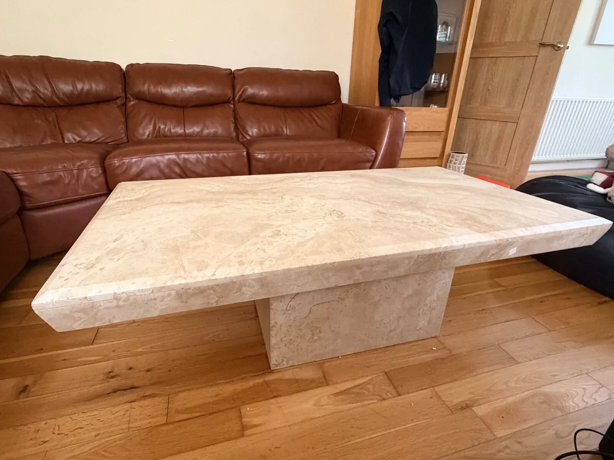 Cream stone rectangular coffee table - Image 4