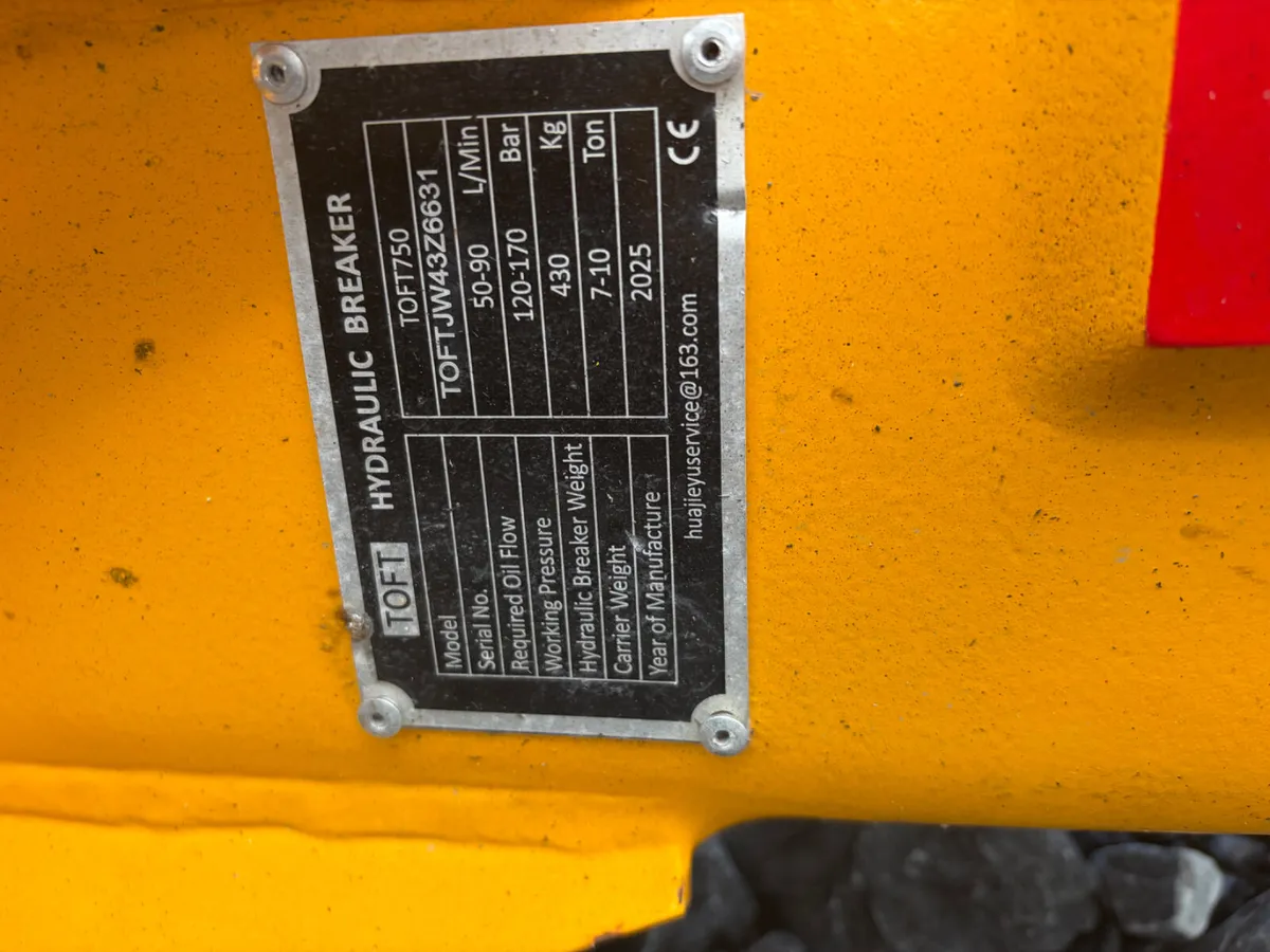 Unused Toft 750 rock breaker 50mm pin suit 8t - Image 4