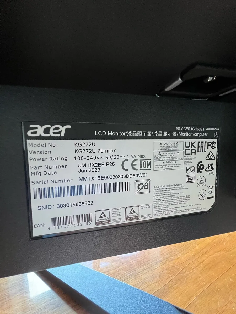 Acer 144hz UHD 27” Gaming Monitor - Image 3