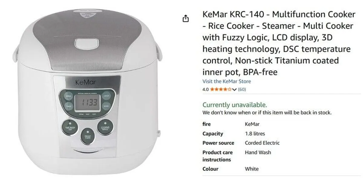 Multifunction rice cooker and steamer 'Kemar' - Image 2