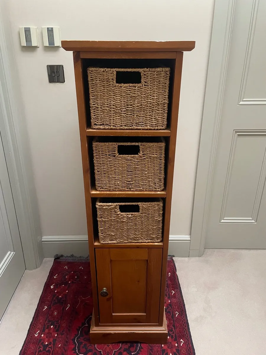 Pine and rattan tall boy - Image 1