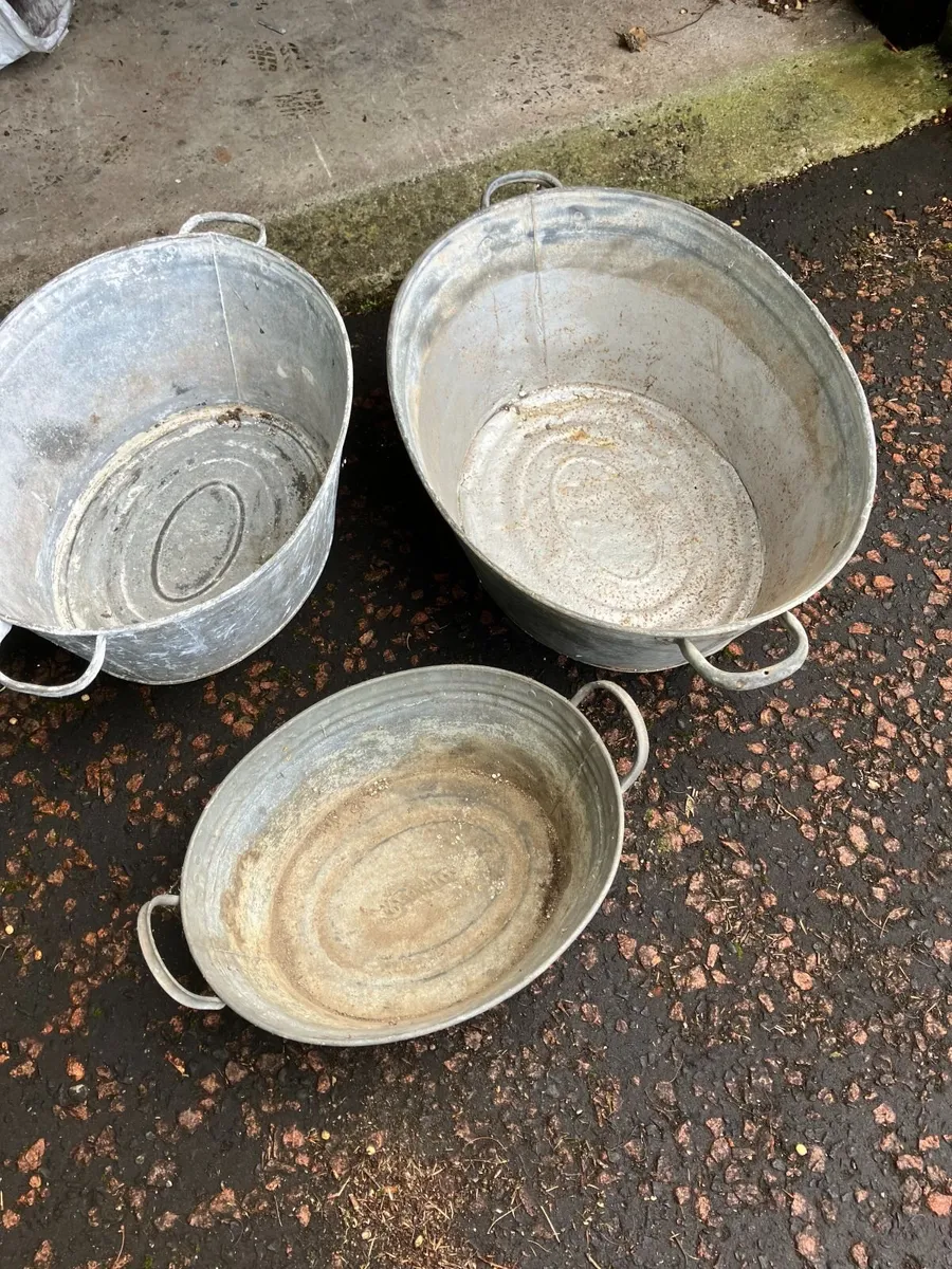 Antique galvanised baths - Image 1