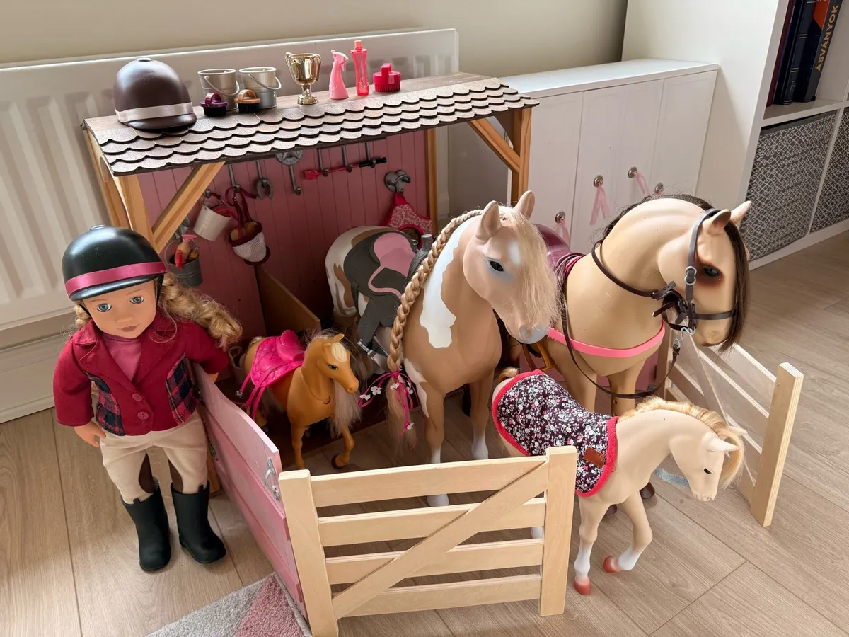 Our Generation Doll, Stable and horses bundle - Image 1