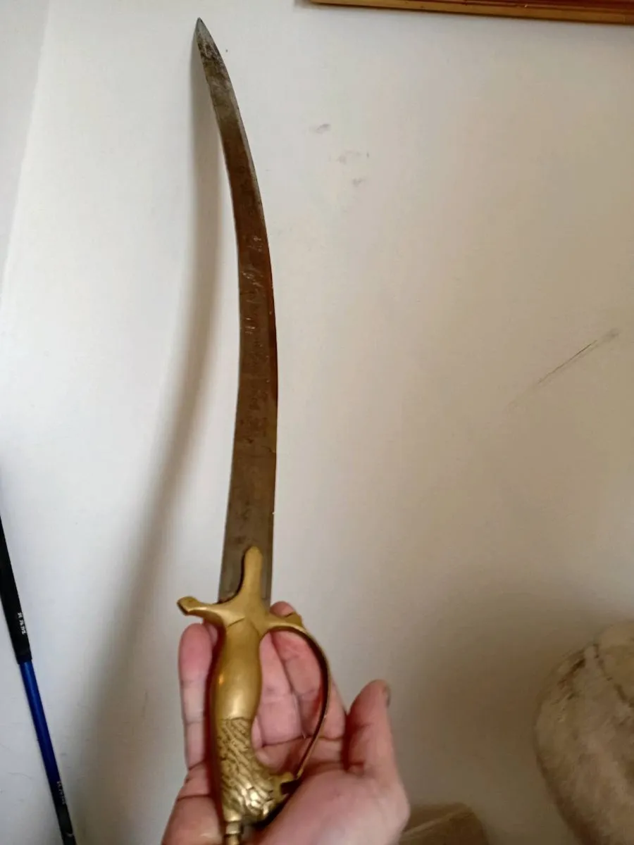 vintage brass lion head sword india - Image 2