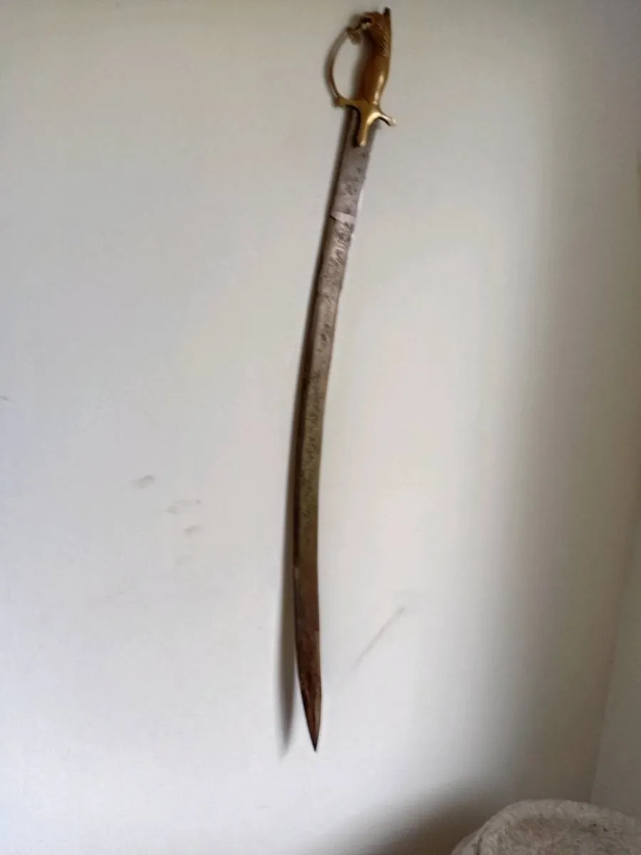 vintage brass lion head sword india - Image 3