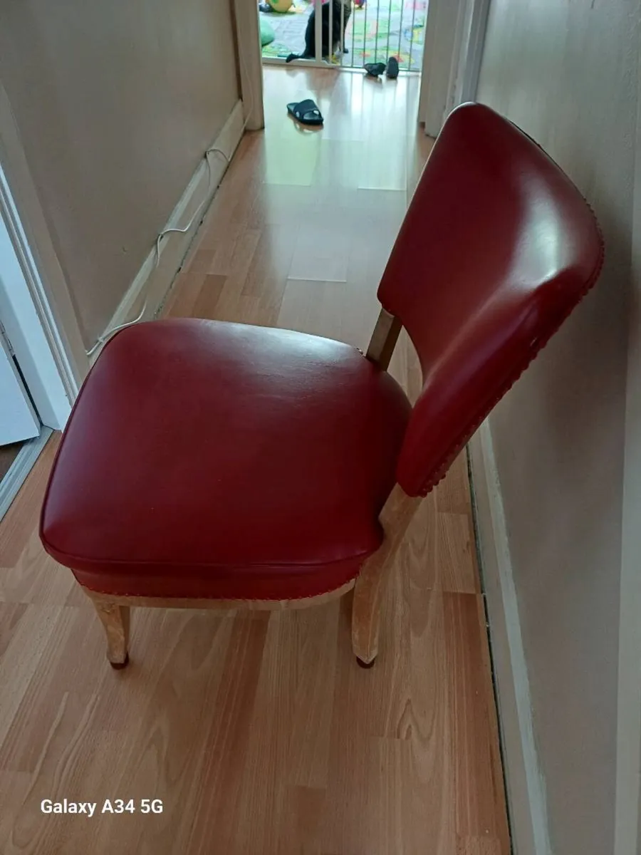 Free red leather broken chair - Image 2