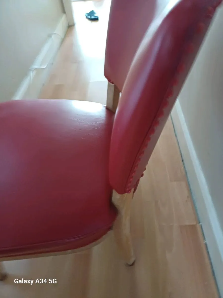 Free red leather broken chair - Image 4