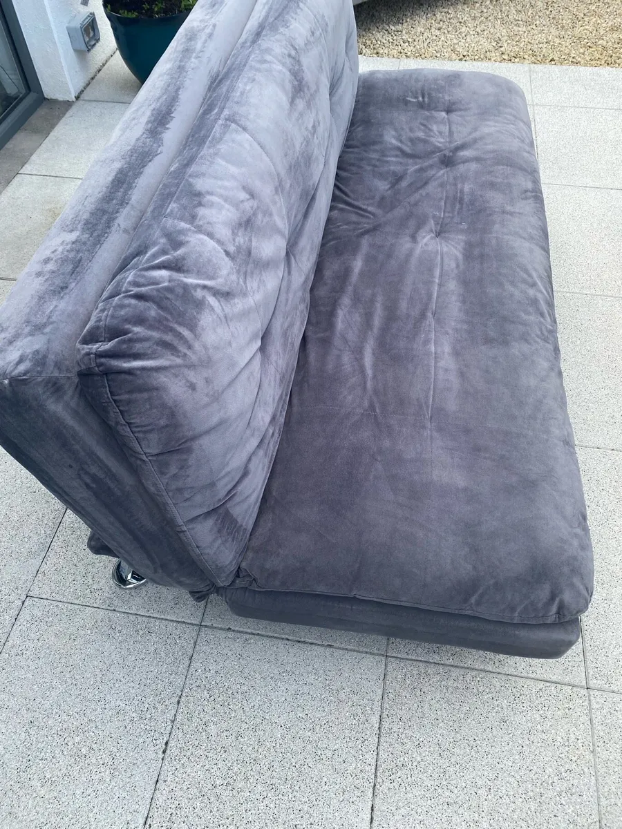 Grey velvet sofabed / couch - Image 1
